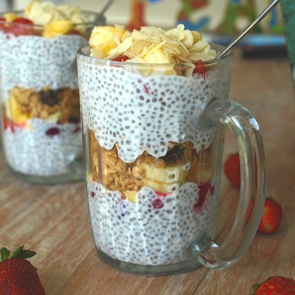 chia puding, Lahodn&yacute; chia puding s jahodami