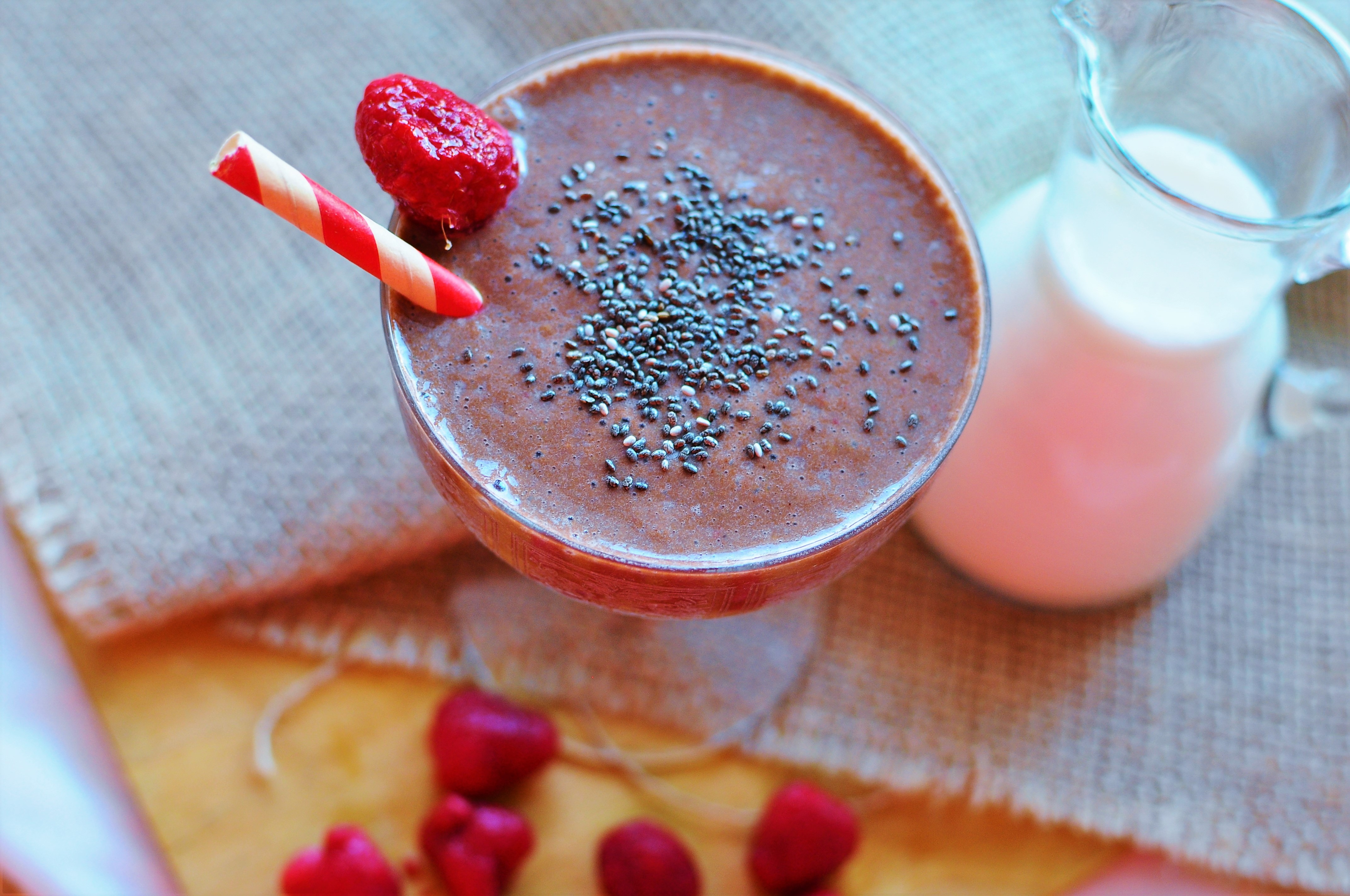 čokoládové smoothie, Malinovo-čokoládové smoothie s kokosovým mliekom